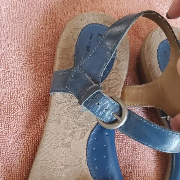 BOC Born Concept Karlyn C15204 Blue Leather Flower Sandal Buckle Women 9 / 40.5 - Picture 3 of 8